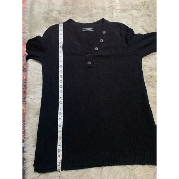 Anthropologie Womens Serena Button Up V-Neck Tunic Black Sweater Small - Picture 10 of 11